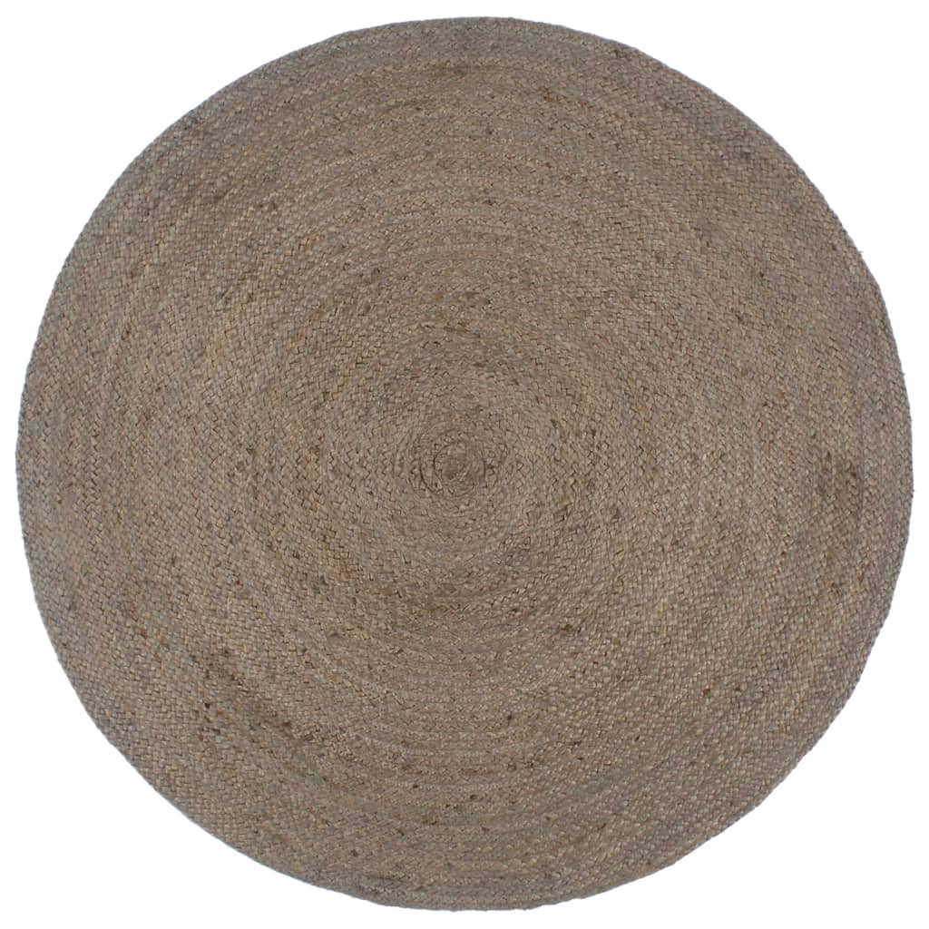 Teppich Handgefertigt Jute Rund 210 cm Grau