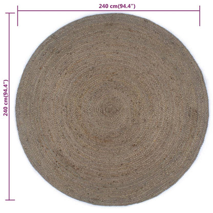 Teppich Handgefertigt Jute Rund 240 cm Grau