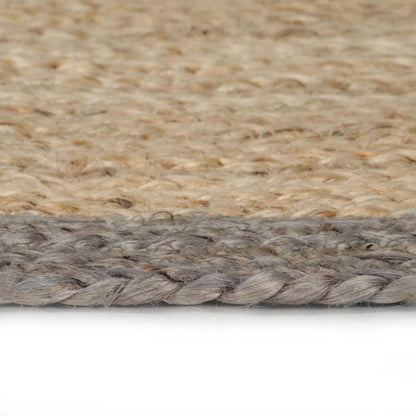Teppich Handgefertigt Jute mit Grauem Rand 180 cm