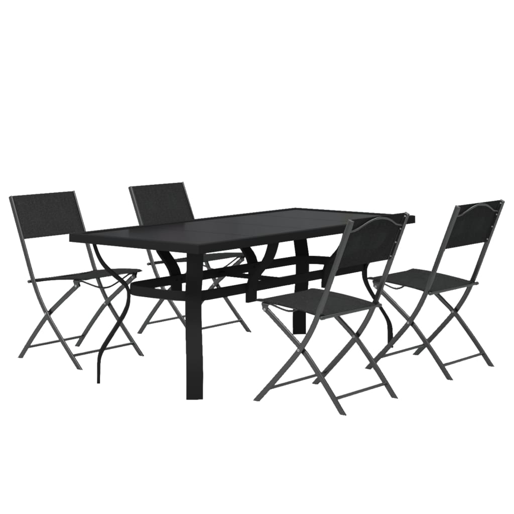 5-tlg. Garten-Essgruppe Grau und Schwarz