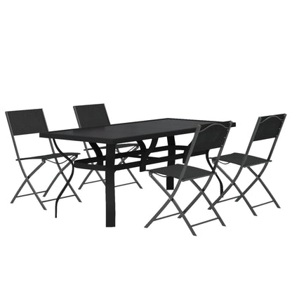 5-tlg. Garten-Essgruppe Grau und Schwarz