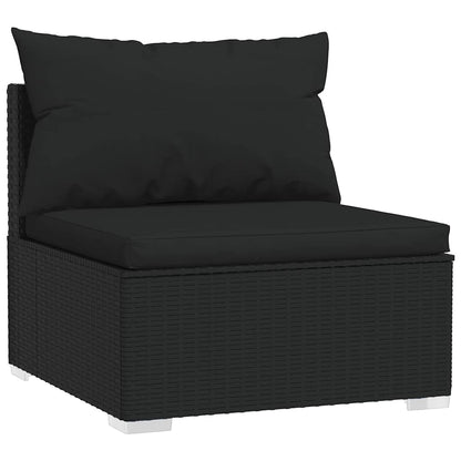 4-tlg. Garten-Lounge-Set mit Kissen Poly Rattan Schwarz