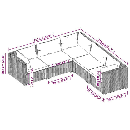 5-tlg. Garten-Lounge-Set mit Kissen Poly Rattan Braun