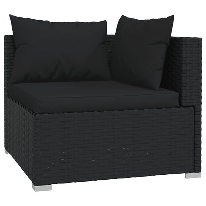 6-tlg. Garten-Lounge-Set mit Kissen Poly Rattan Schwarz