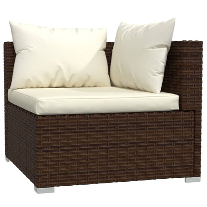 6-tlg. Garten-Lounge-Set mit Auflagen Poly Rattan Braun