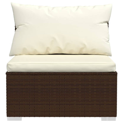 4-tlg. Garten-Lounge-Set mit Kissen Poly Rattan Braun