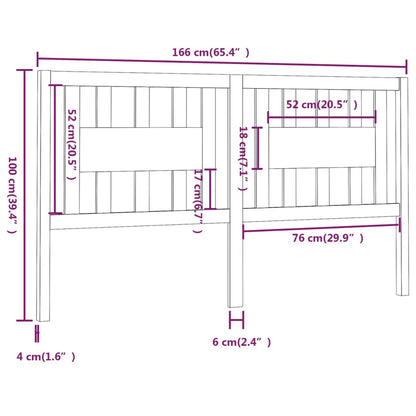 Kopfteil Schwarz 166x4x100 cm Massivholz Kiefer
