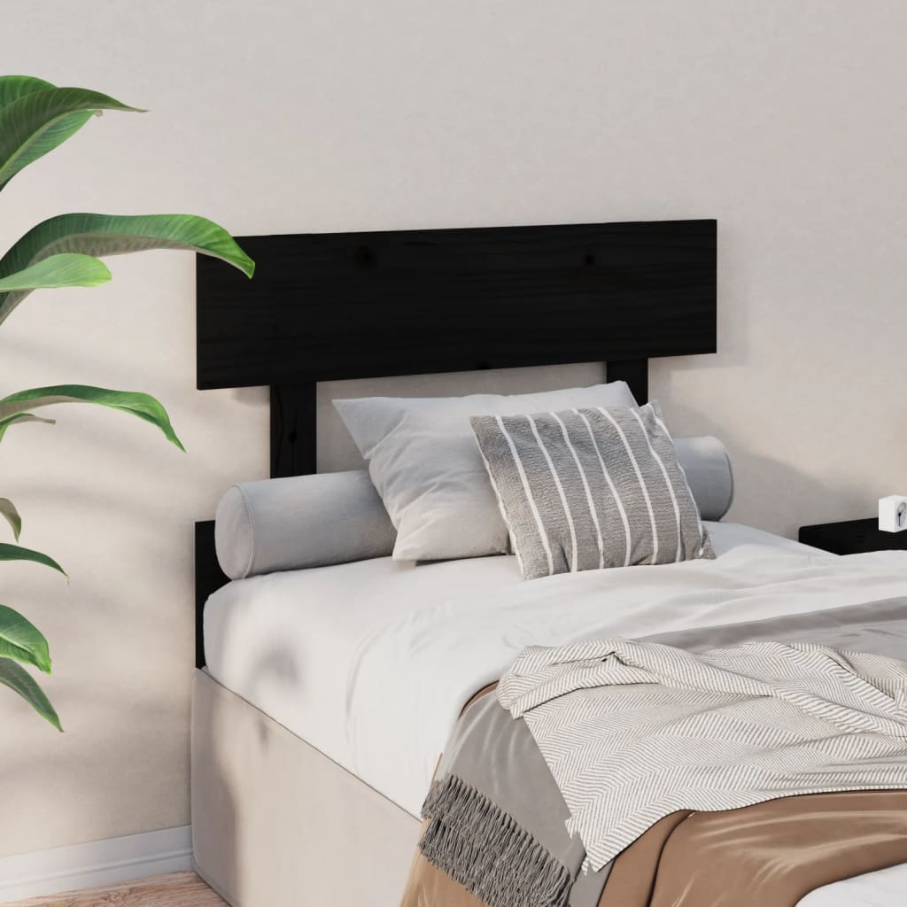 Kopfteil Schwarz 93,5x3x81 cm Massivholz Kiefer