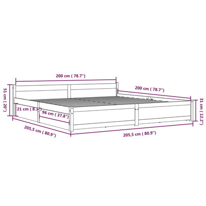 Bett mit Schubladen 200x200 cm
