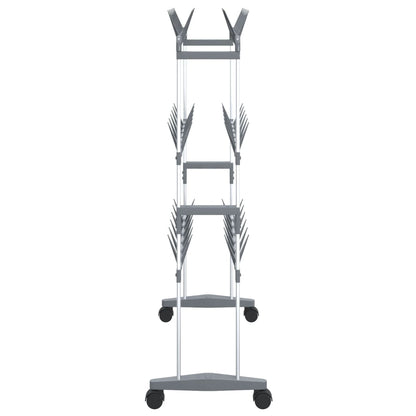 Schuhregal mit Rollen Silbern 66x27x100 cm
