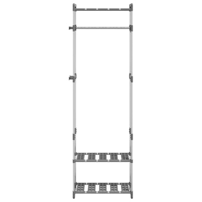 Garderobenständer 3 Etagen Silbern 59x29x192 cm Aluminium