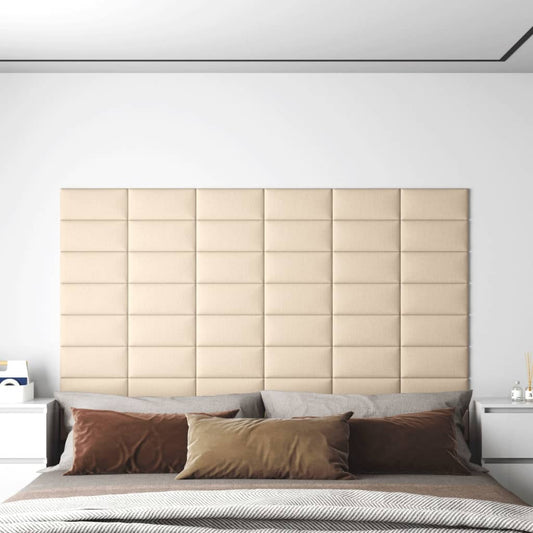 Vægpaneler 12 stk Creme 30x15 cm stof 0,54 m²