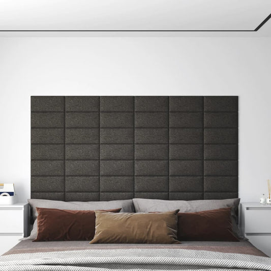 Vægpaneler 12 stk Mørkegrå 30x15 cm stof 0,54 m²
