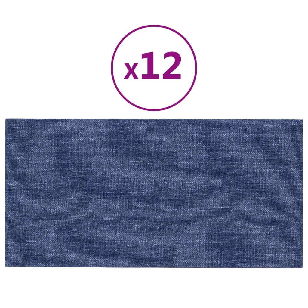 Wandpaneele 12 Stk. Blau 30x15 cm Stoff 0,54 m²