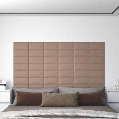 Wandpaneele 12 Stk. Cappuccino-Braun 30x15cm Kunstleder 0,54 m²