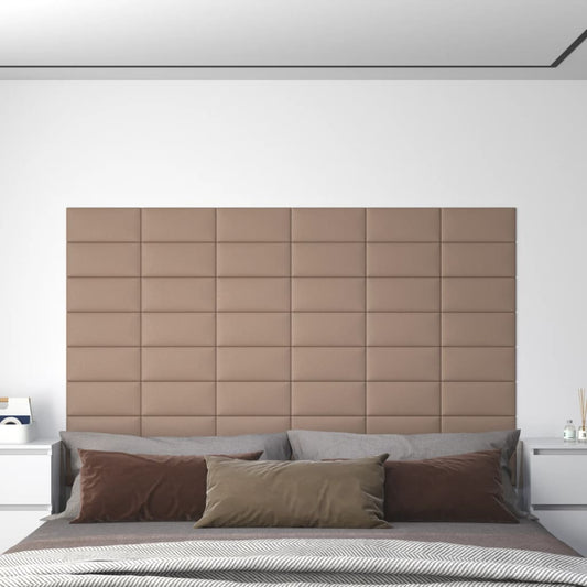 Vægpaneler 12 stk. Cappuccino brun 30x15cm kunstlæder 0,54 m²