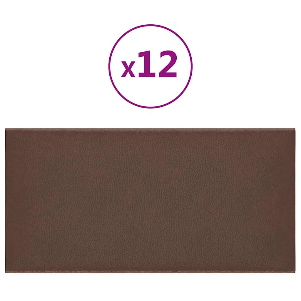 Wandpaneele 12 Stk. Braun 30x15 cm Kunstleder 0,54 m²