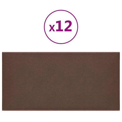 Wandpaneele 12 Stk. Braun 30x15 cm Kunstleder 0,54 m²
