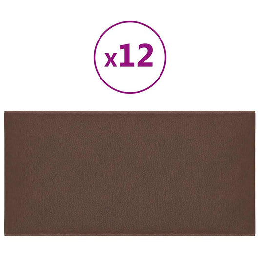 Wandpaneele 12 Stk. Braun 30x15 cm Kunstleder 0,54 m²