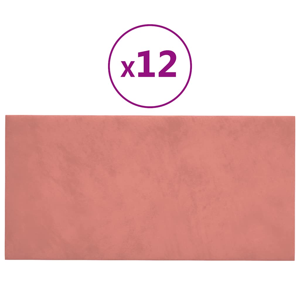 Wandpaneele 12 Stk. Rosa 30x15 cm Samt 0,54 m²