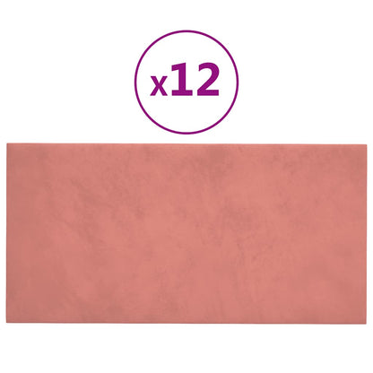 Wandpaneele 12 Stk. Rosa 30x15 cm Samt 0,54 m²