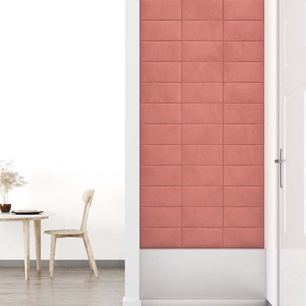 Wandpaneele 12 Stk. Rosa 30x15 cm Samt 0,54 m²