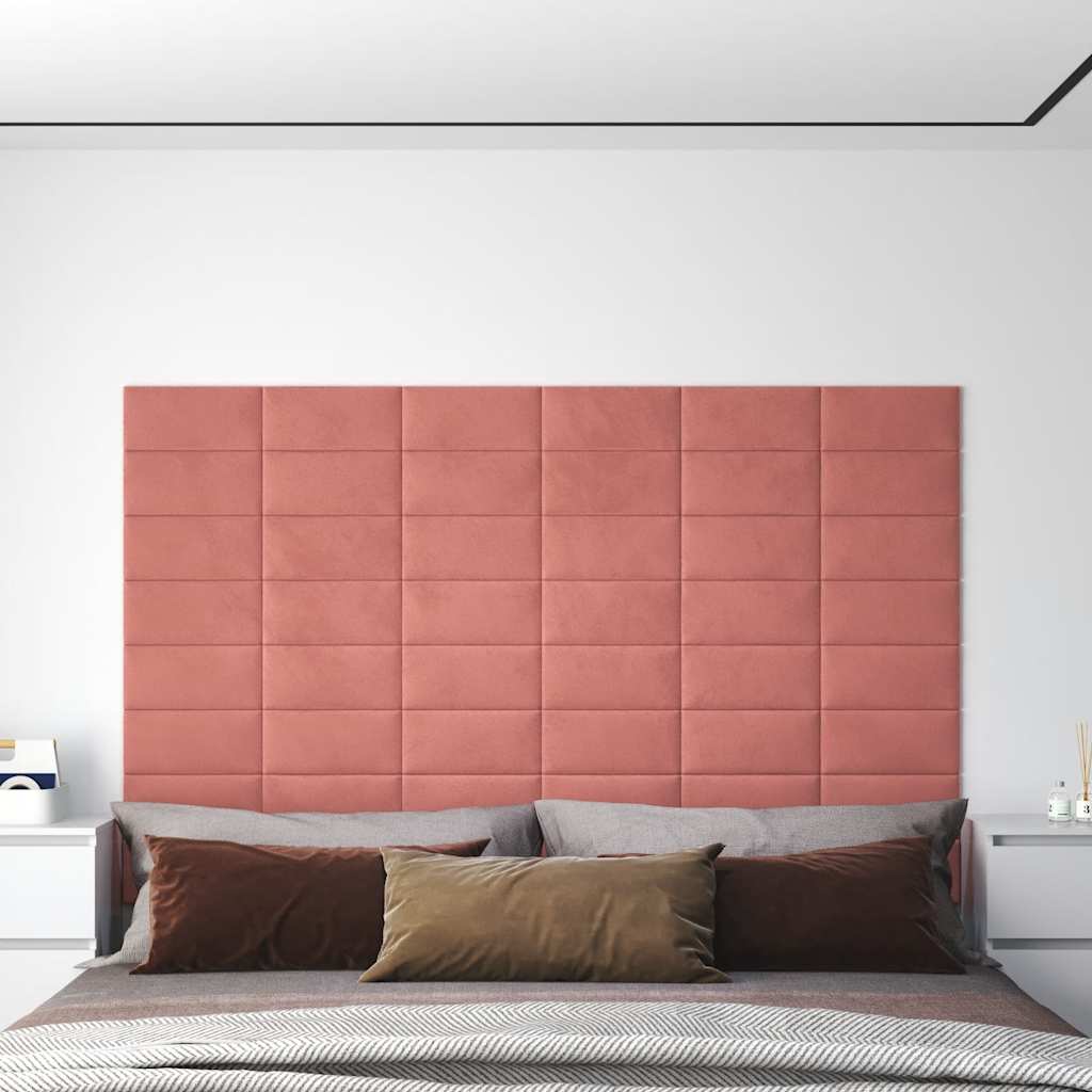 Wandpaneele 12 Stk. Rosa 30x15 cm Samt 0,54 m²