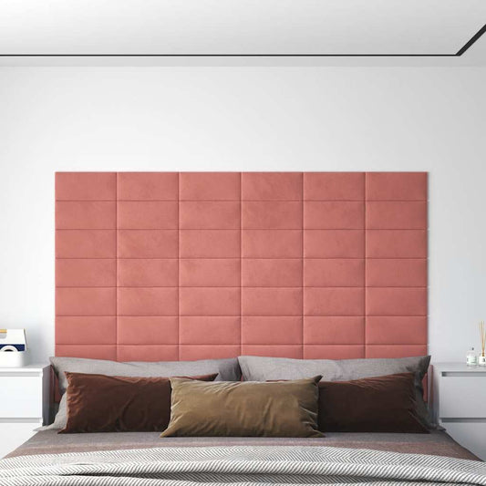 Wandpaneele 12 Stk. Rosa 30x15 cm Samt 0,54 m²