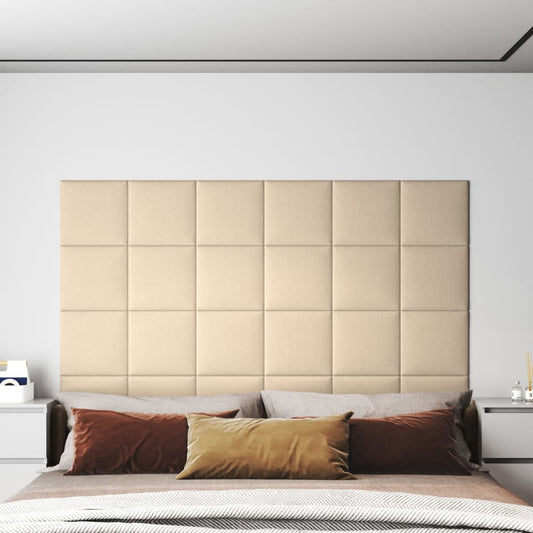 Vægpaneler 12 stk Creme 30x30 cm stof 1,08 m²