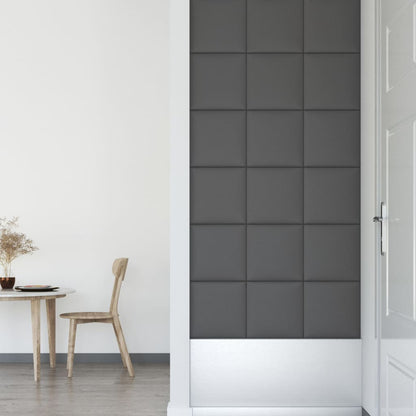 Vægpaneler 12 stk. Grå 30x30 cm kunstlæder 1,08 m²