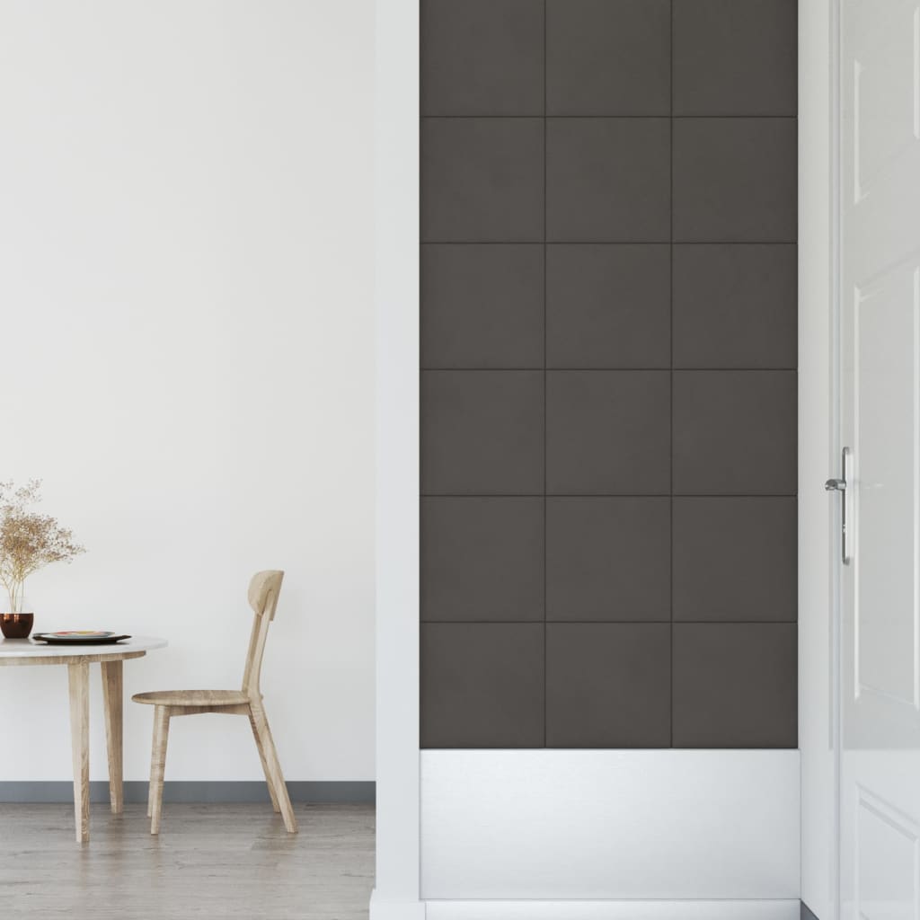 Vægpaneler 12 stk Mørkegrå 30x30 cm fløjl 1,08 m²