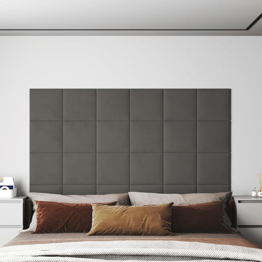 Vægpaneler 12 stk Mørkegrå 30x30 cm fløjl 1,08 m²