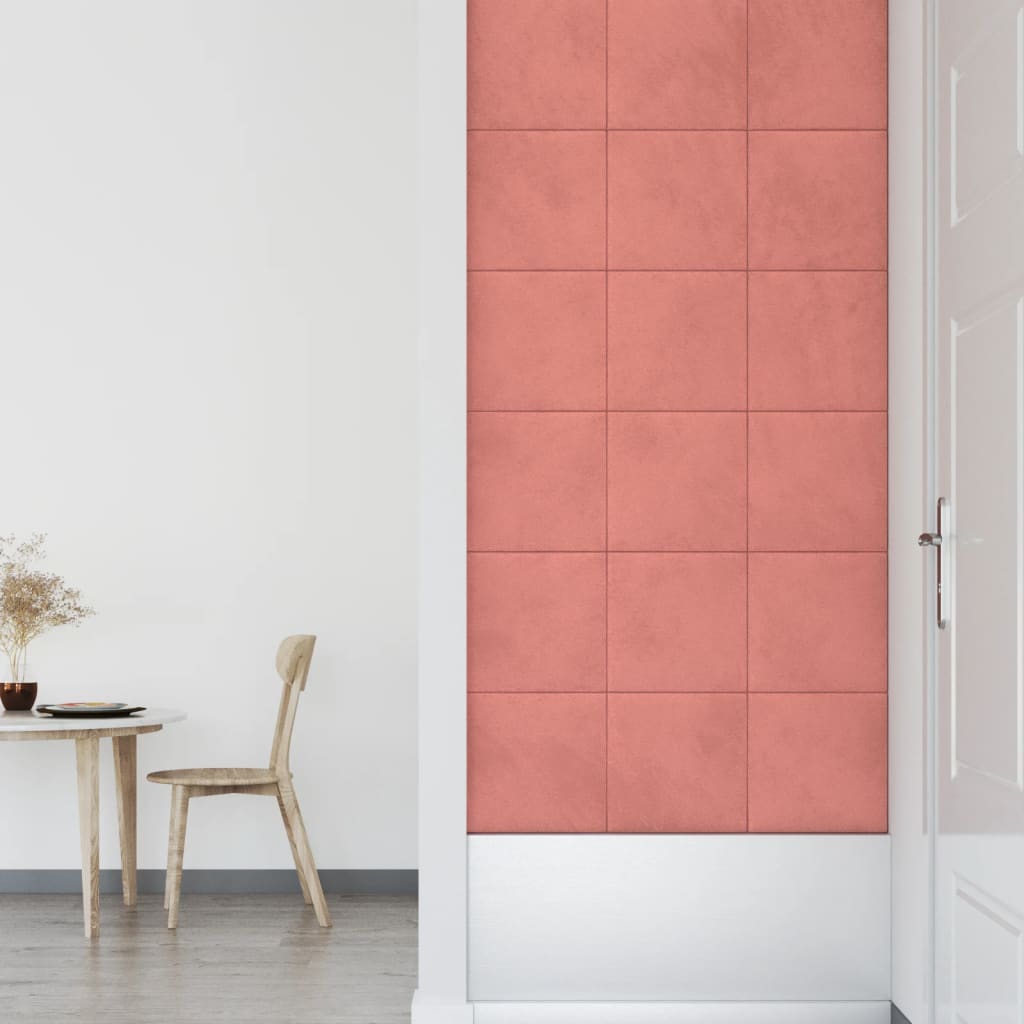 Vægpaneler 12 stk Pink 30x30 cm Fløjl 1,08 m²