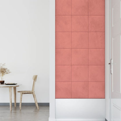 Vægpaneler 12 stk Pink 30x30 cm Fløjl 1,08 m²