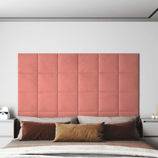 Vægpaneler 12 stk Pink 30x30 cm Fløjl 1,08 m²