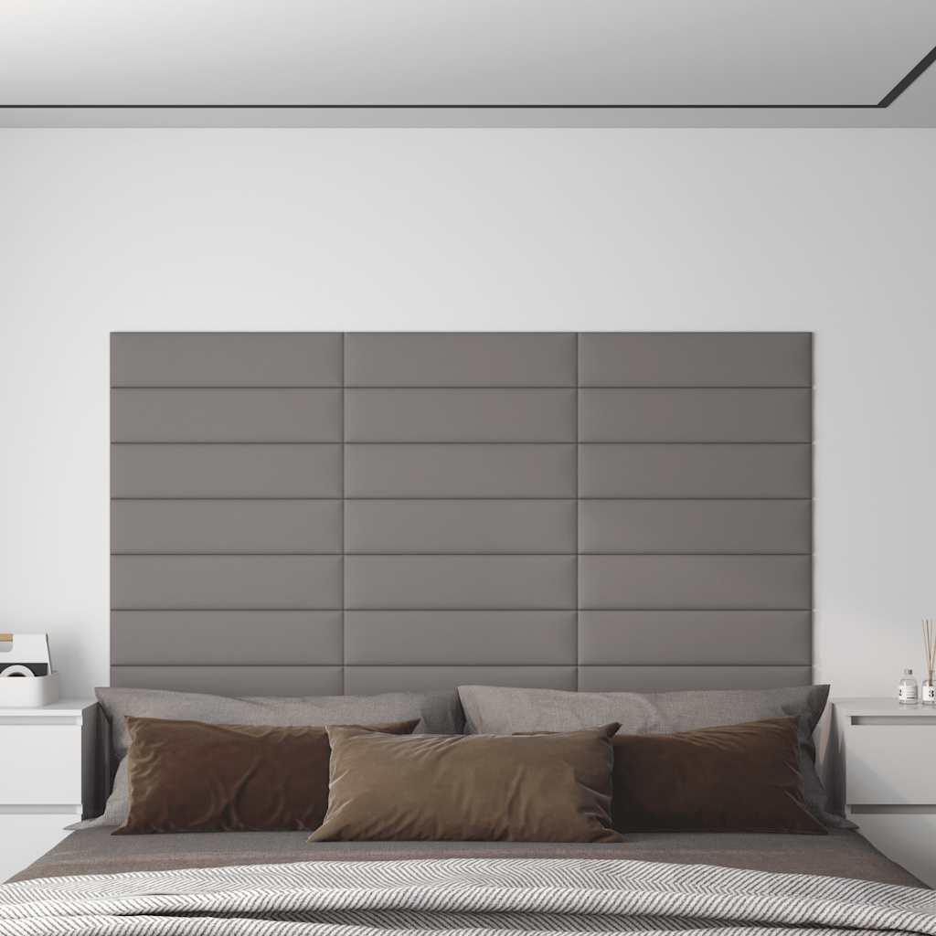 Wandpaneele 12 Stk. Hellgrau 60x15 cm Stoff 1,08 m²