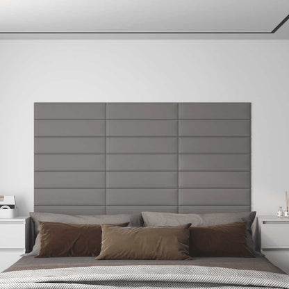 Wandpaneele 12 Stk. Hellgrau 60x15 cm Stoff 1,08 m²
