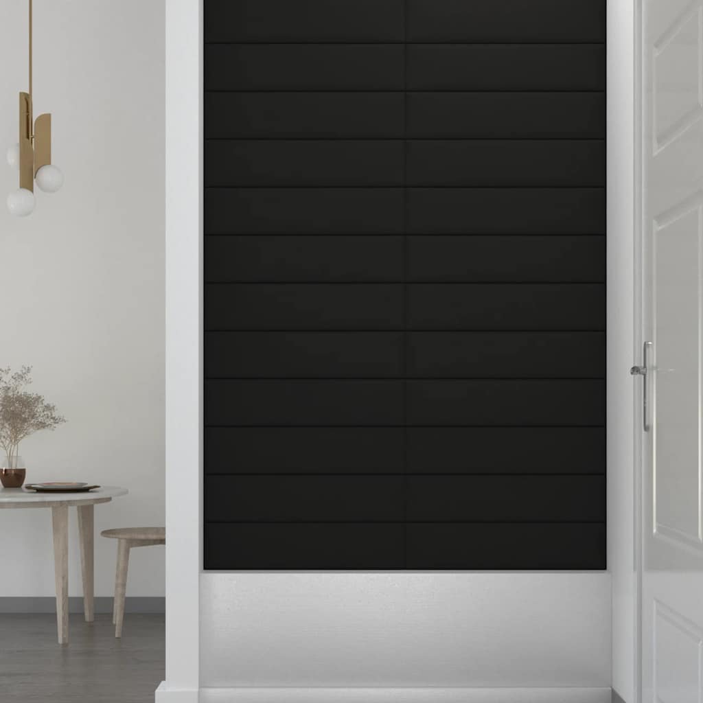 Wandpaneele 12 Stk. Schwarz 60x15 cm Stoff 1,08 m²