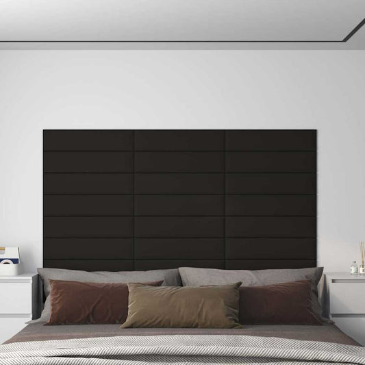 Wandpaneele 12 Stk. Schwarz 60x15 cm Stoff 1,08 m²