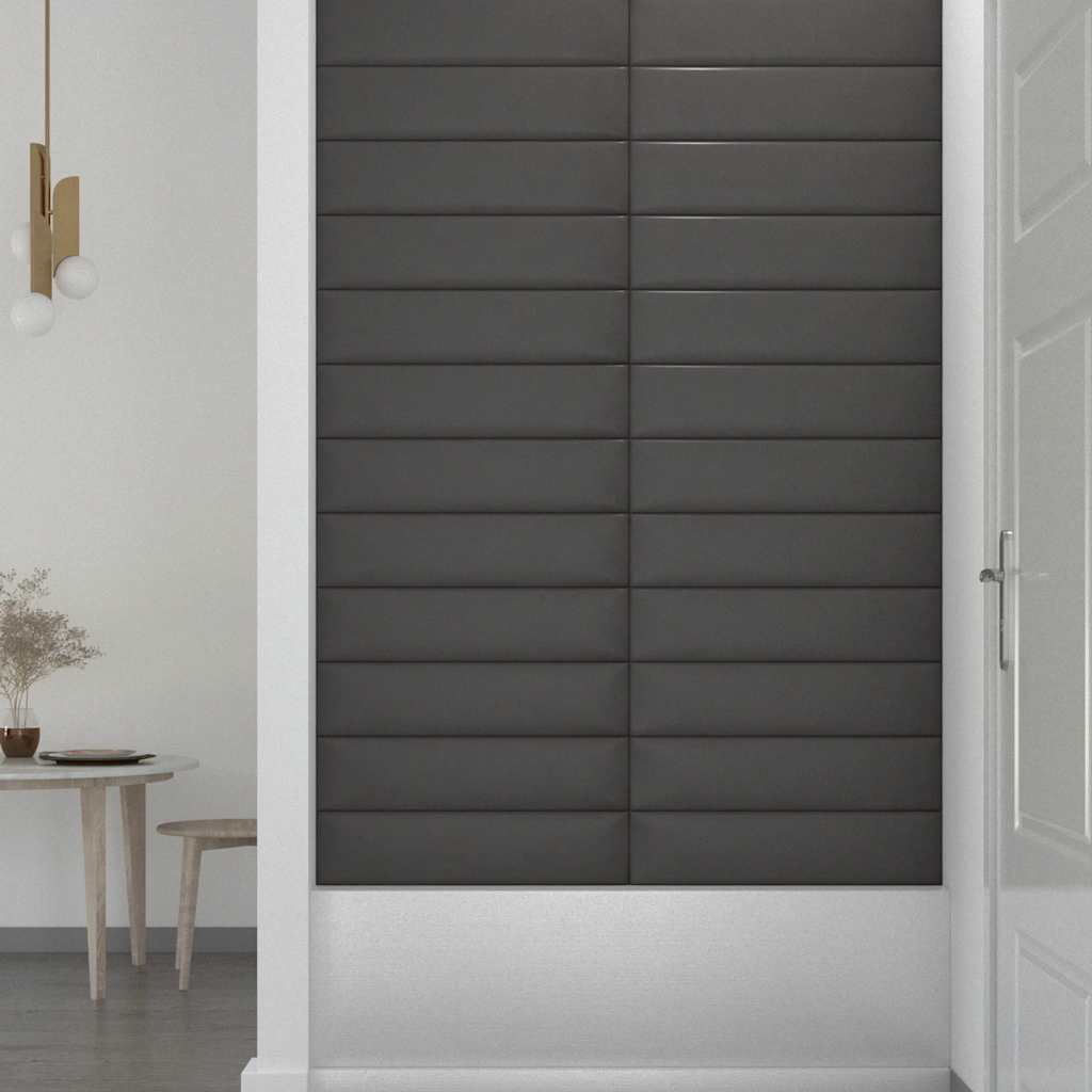 Wandpaneele 12 Stk. Grau 60x15 cm Kunstleder 1,08 m²