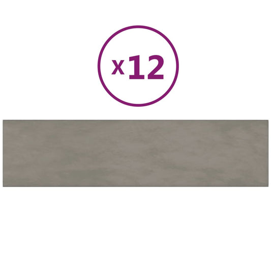 Vægpaneler 12 stk Lysegrå 60x15 cm fløjl 1,08 m²