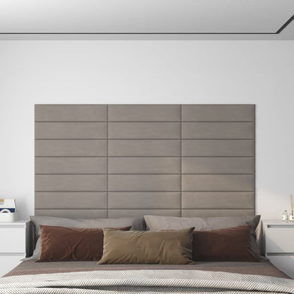 Vægpaneler 12 stk Lysegrå 60x15 cm fløjl 1,08 m²