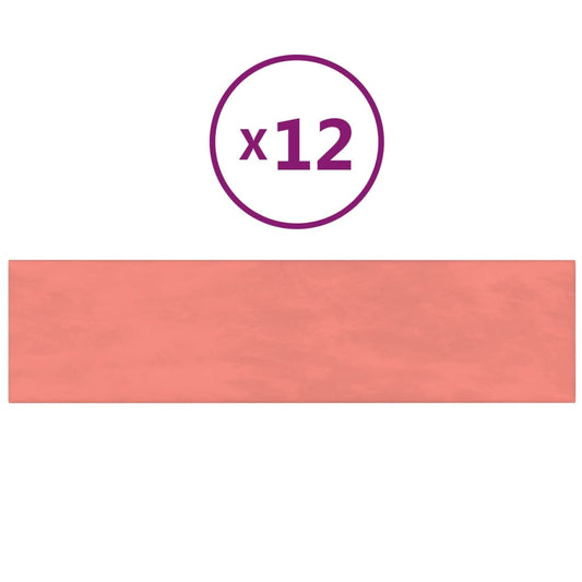Vægpaneler 12 stk Pink 60x15 cm Velvet 1,08 m²
