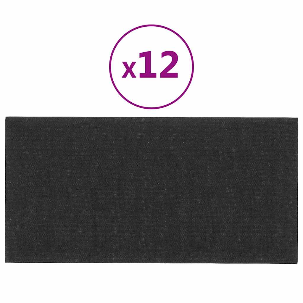 Wandpaneele 12 Stk. Schwarz 60x30 cm Stoff 2,16 m²
