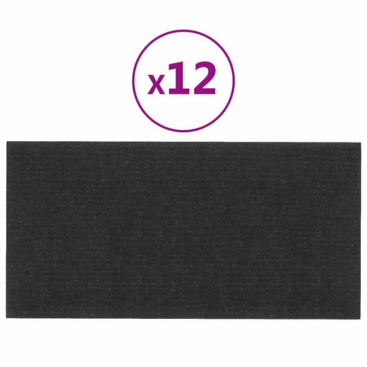 Wandpaneele 12 Stk. Schwarz 60x30 cm Stoff 2,16 m²