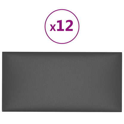 Wandpaneele 12 Stk. Grau 60x30 cm Kunstleder 2,16 m²