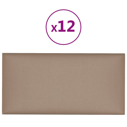 Wandpaneele 12 Stk. Cappuccino-Braun 60x30cm Kunstleder 2,16 m²
