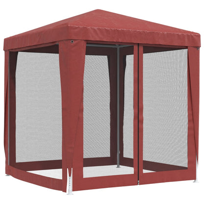Partyzelt mit 4 Mesh-Seitenwänden Rot 2x2 m HDPE