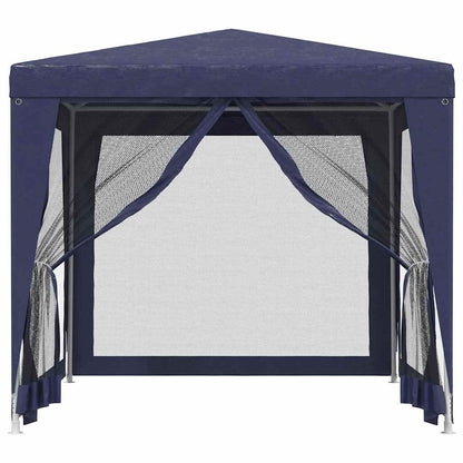 Partyzelt mit 4 Mesh-Seitenwänden Blau 2,5x2,5 m HDPE