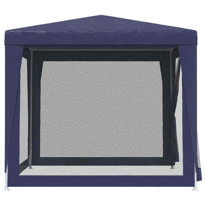 Partyzelt mit 4 Mesh-Seitenwänden Blau 2,5x2,5 m HDPE